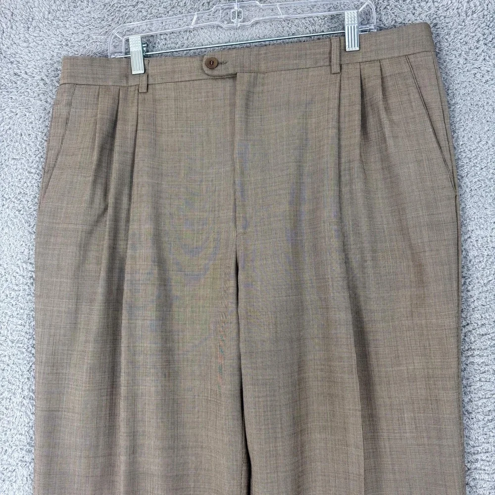 Zanella Alter Dress Pants Mens 38x28 Beige Wool Pleated Classic Fit Italy Office